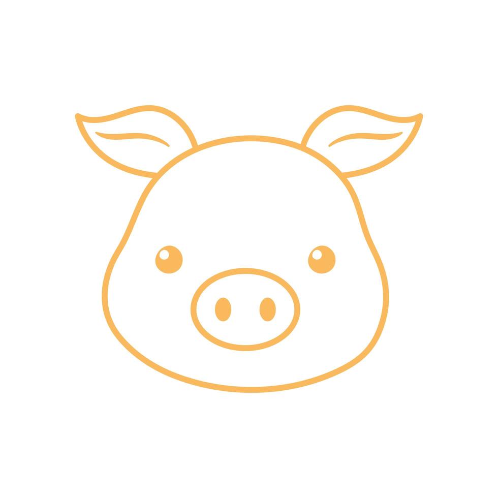 cute pig face cartoon animal line design vector