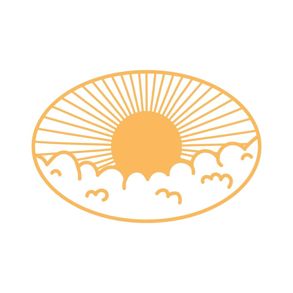 diseño de línea de decoración de elemento oriental nubes rizadas sunburst vector