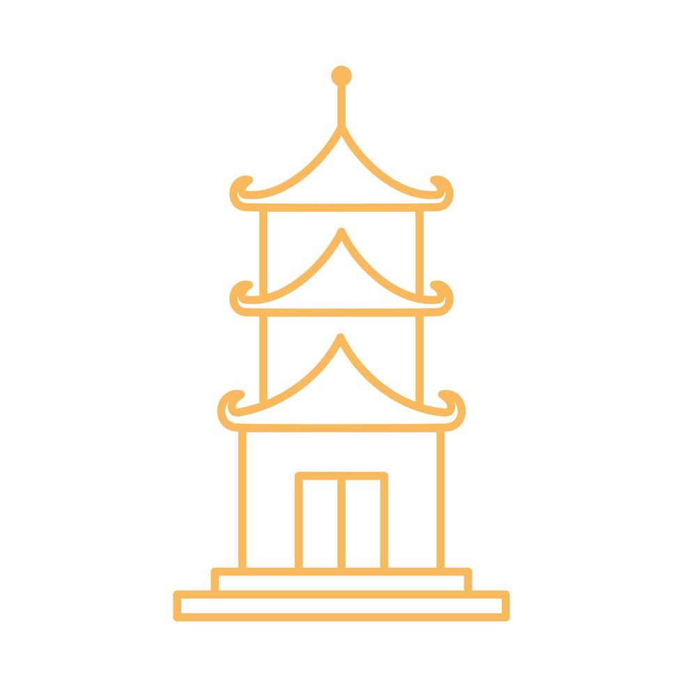 diseño de línea de elementos orientales del templo japonés vector