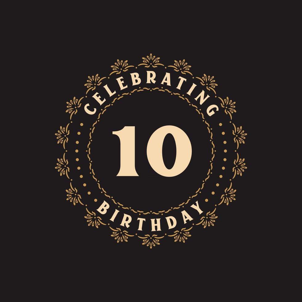 Celebración del 10 aniversario, tarjeta de felicitación para el aniversario de 10 años. vector