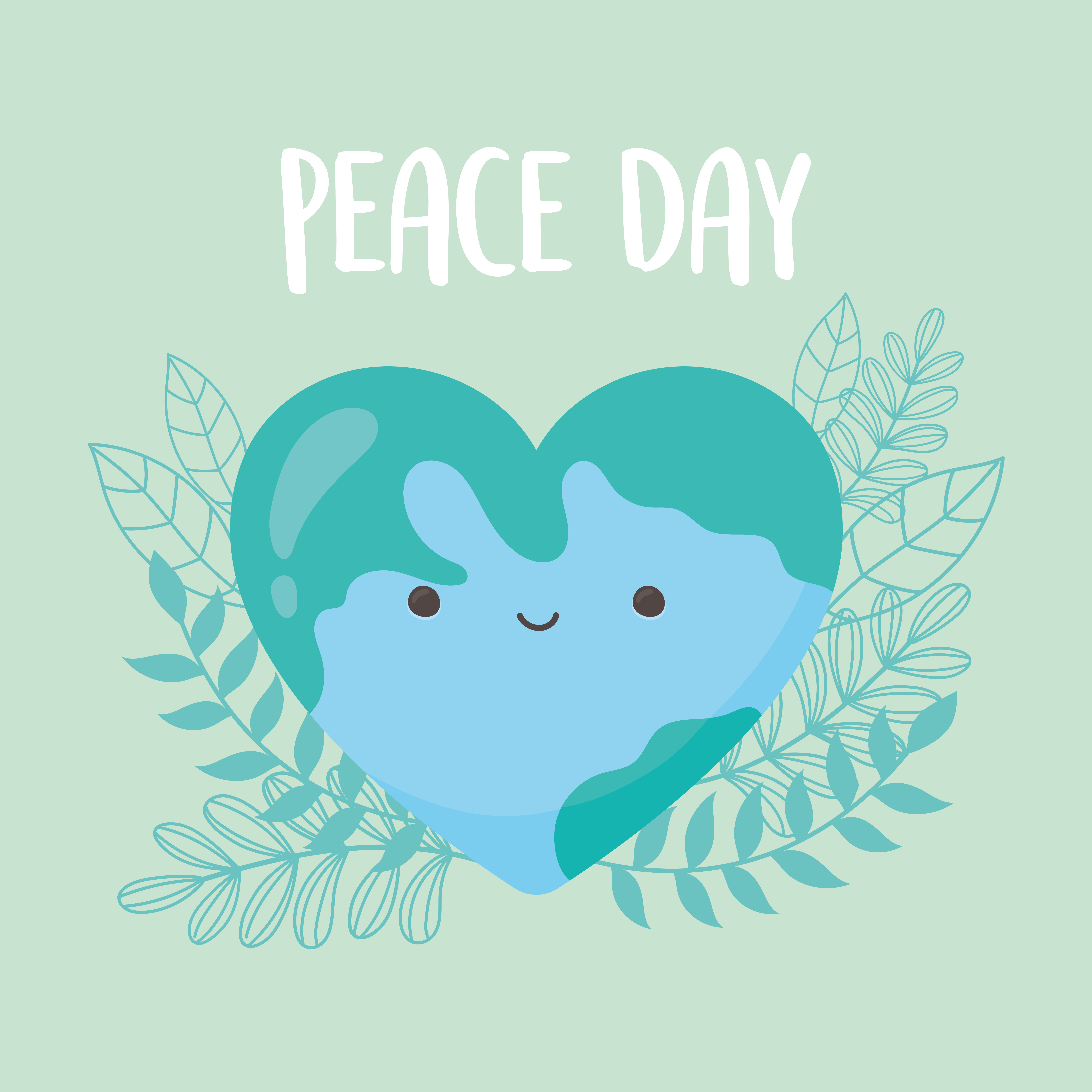 international peace day world shaped heart lovely leaves cartoon 2691818  Vector Art at Vecteezy