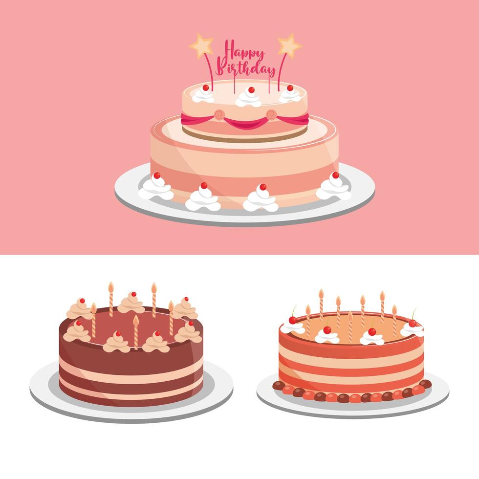 birthday cakes party celebration festive vector