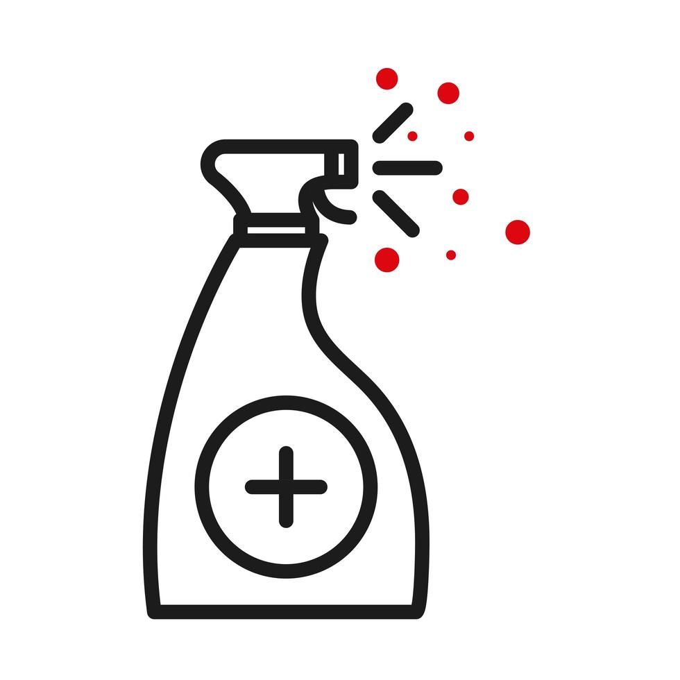 Disinfectant spray with cross line bicolor style icon vector design