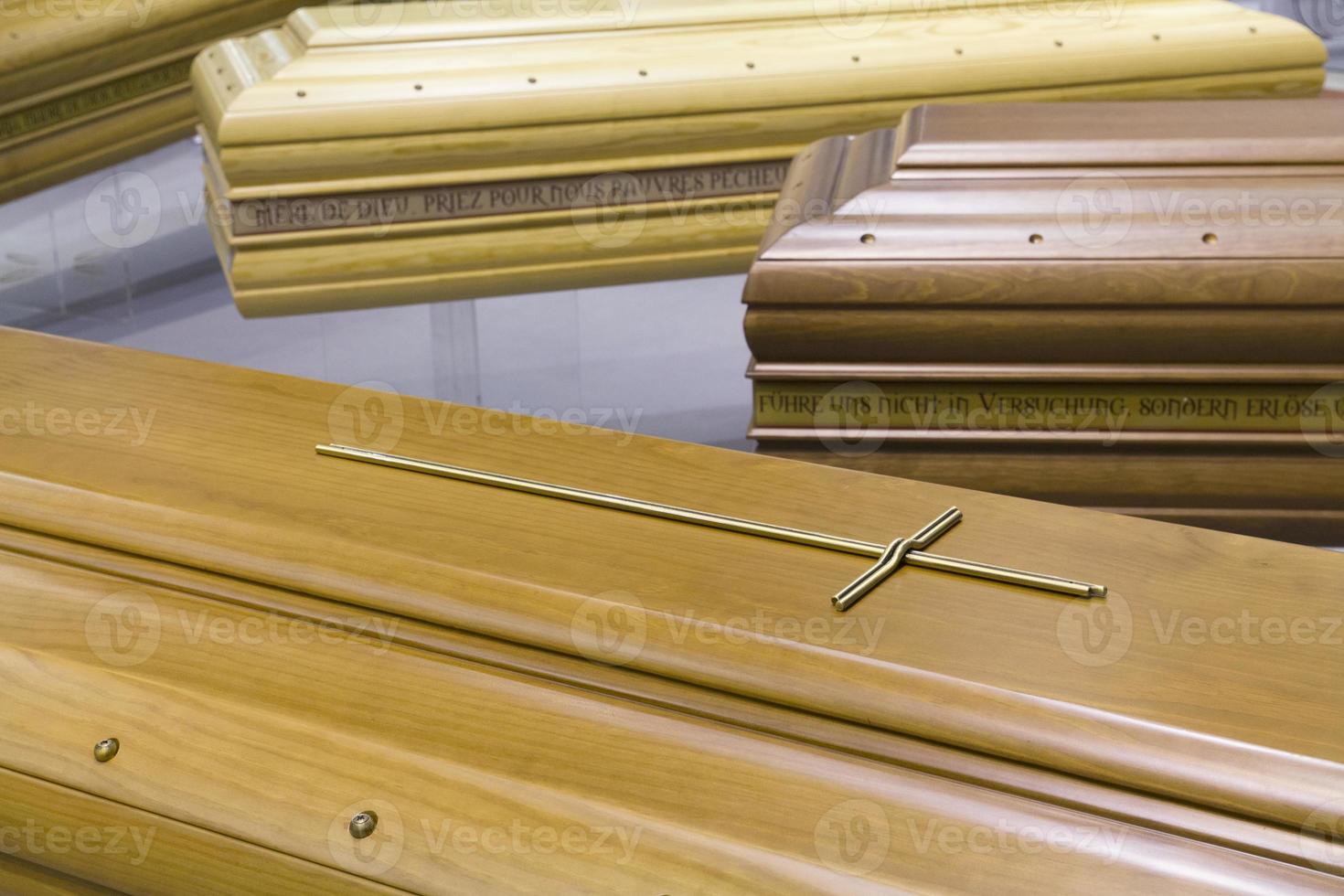 wooden Funeral coffin photo