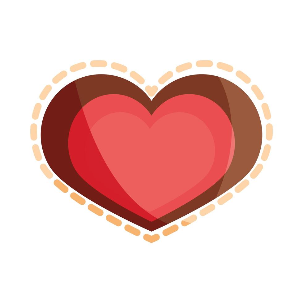 love heart romantic dotted outline flat icon design vector