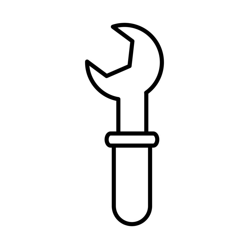 wrench tool repair maintenance and construction equipment line style icon vector