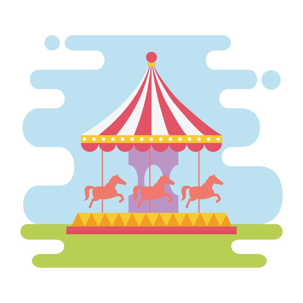 fun fair carnival carousel recreation entertainment vector