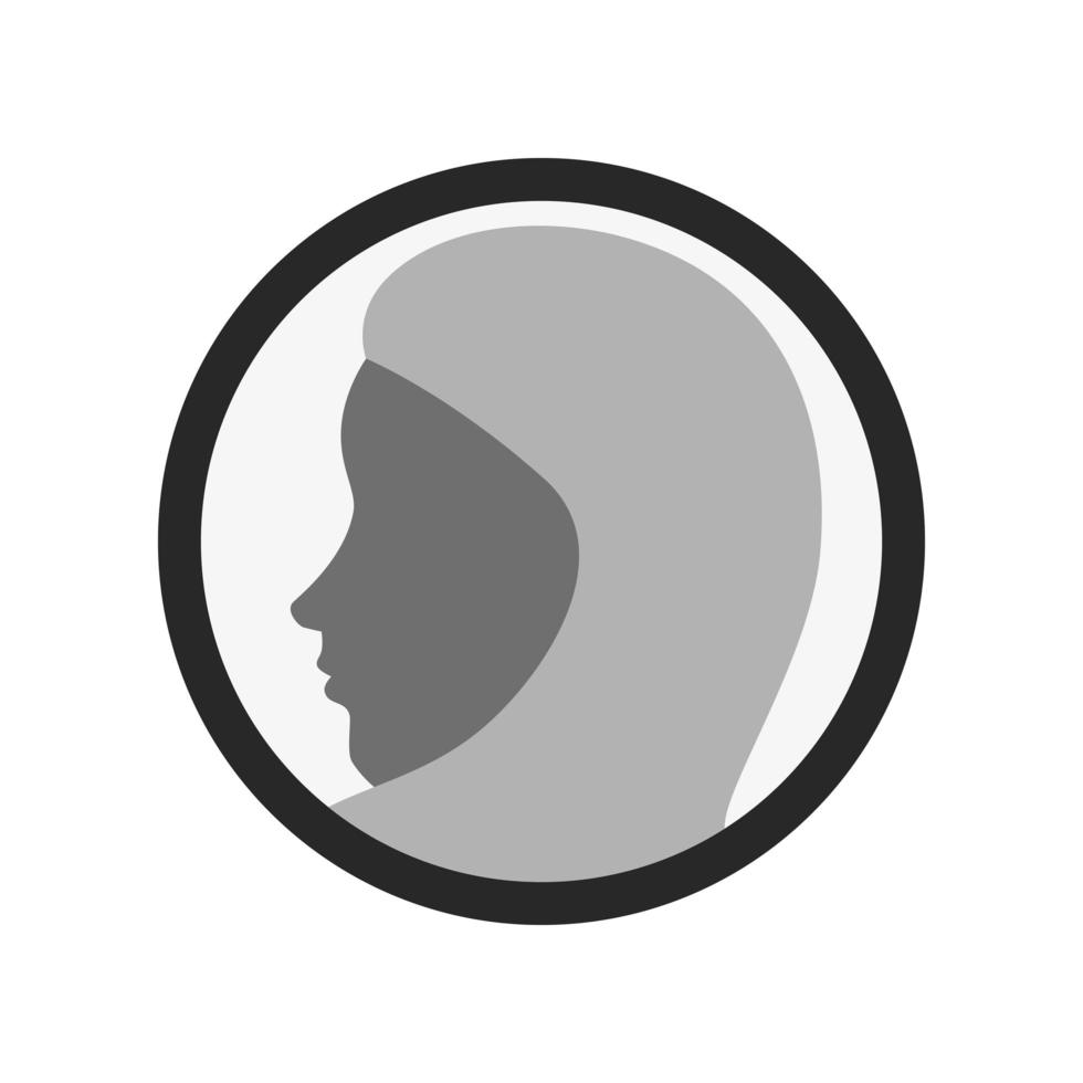 profile of islamic woman with traditional burka in circle vector