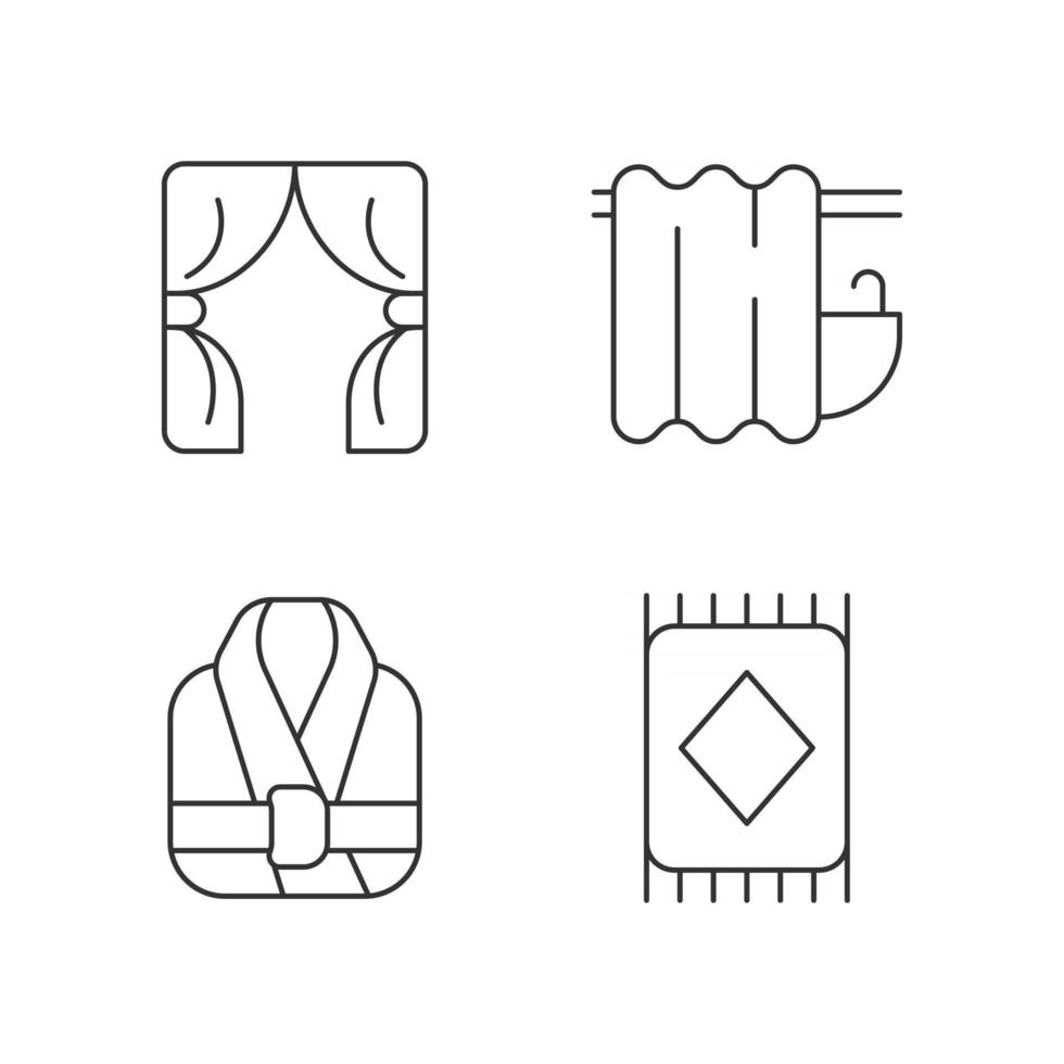Home textile items linear icons set vector