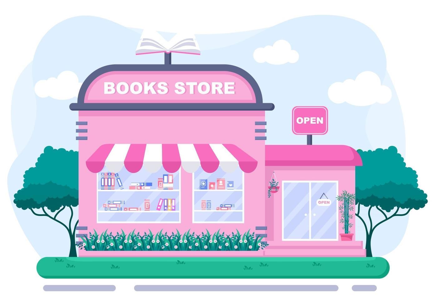 la ilustración de vector de librería es un lugar para comprar libros o leer