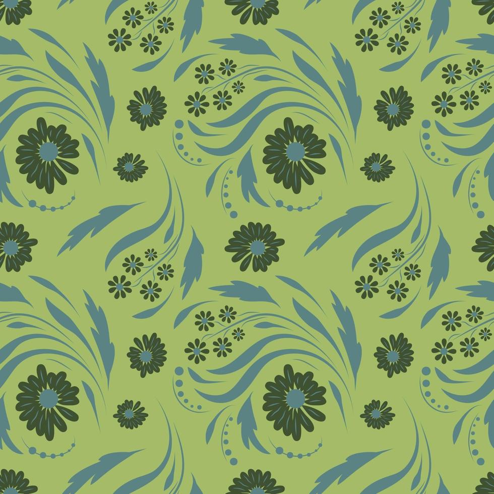 Folk flowers art pattern Floral abstract surface design  Seamless pattern vector