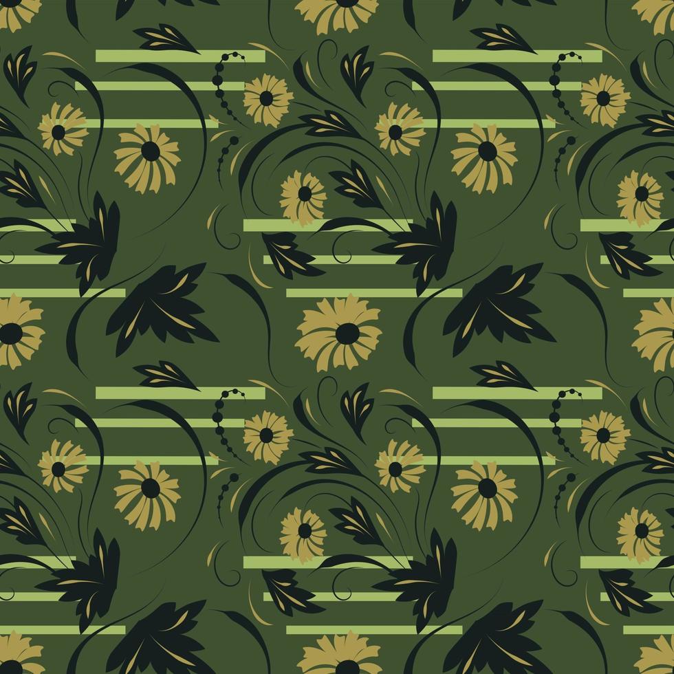 Folk flowers art pattern Floral abstract surface design  Seamless pattern vector