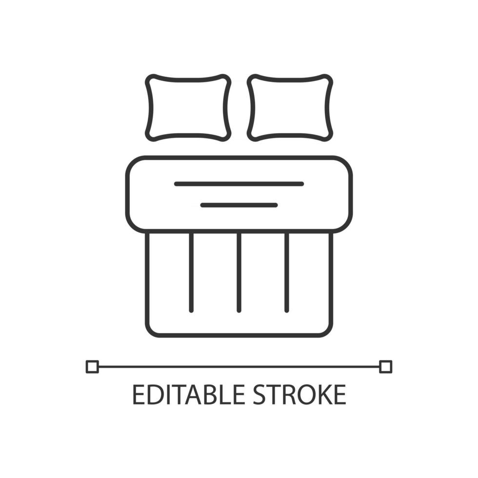 Double bed set linear icon vector