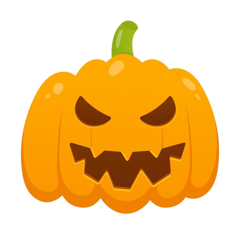 calabaza de halloween naranja con mueca de expresión de cara de miedo vector