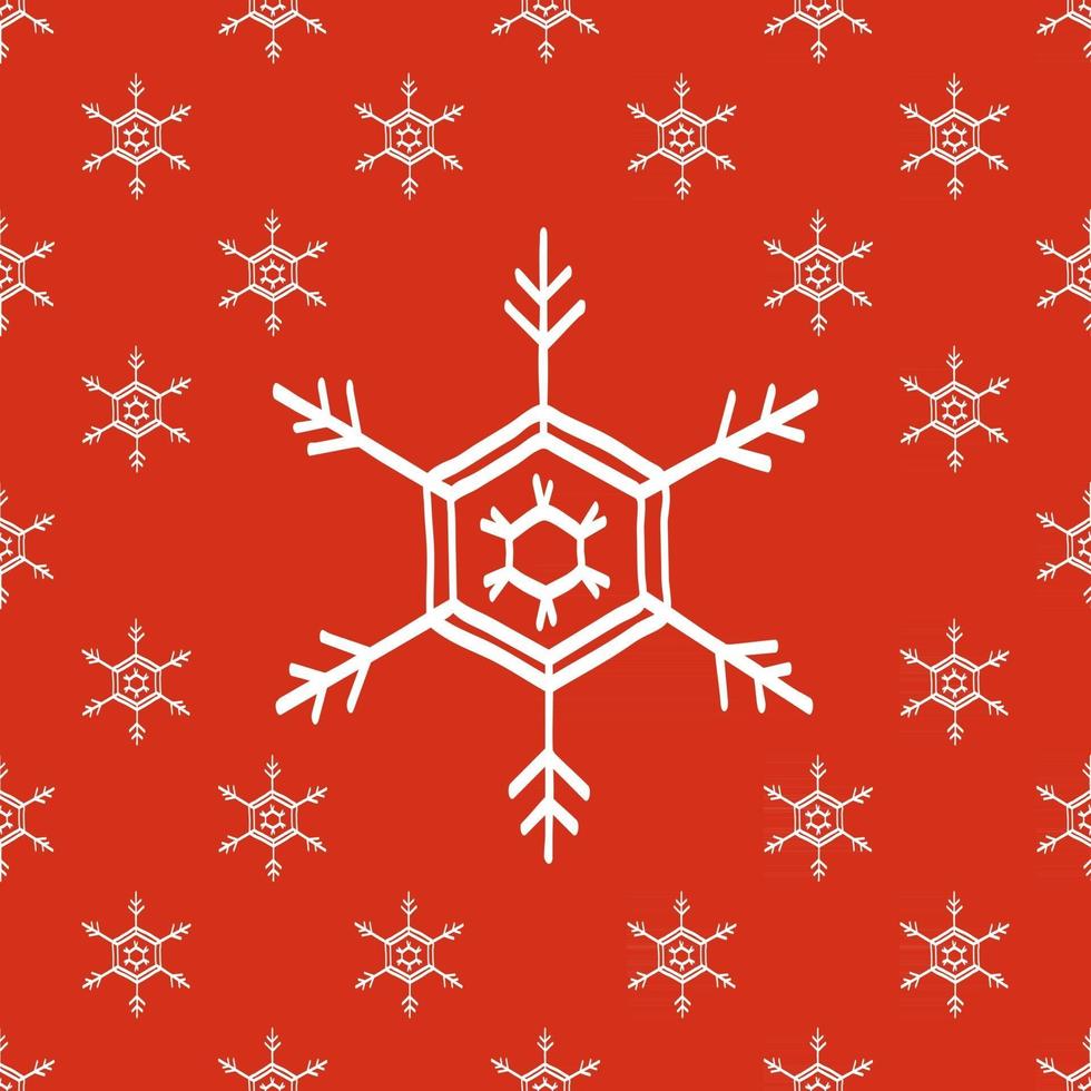 Seamless snowflake red white pattern version 1.3 vector illustration