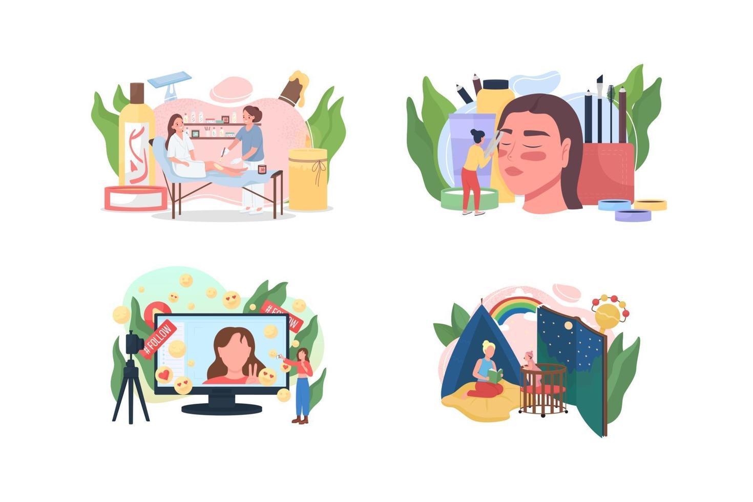 Popular professions flat concept vector illustration set