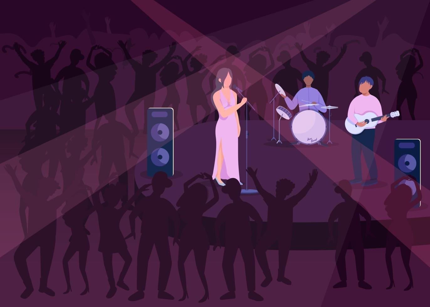 Night club party flat color vector illustration