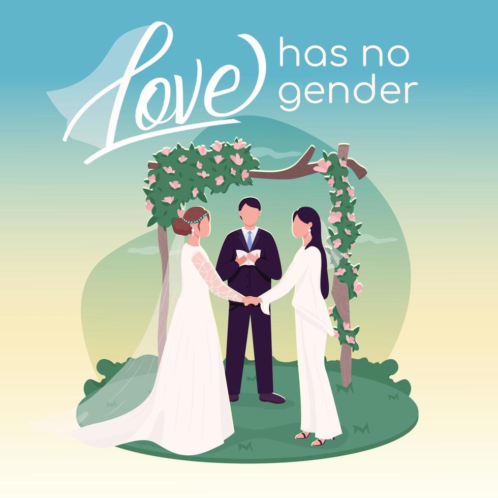 LGBT wedding social media post mockup vector