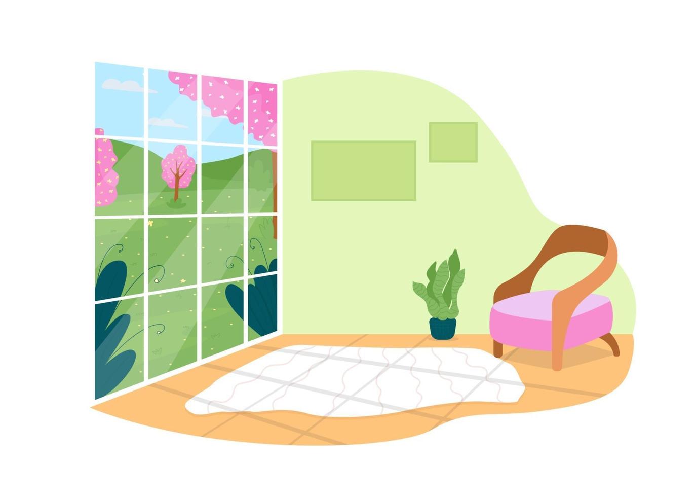 House with panoramic view on park 2D vector web banner