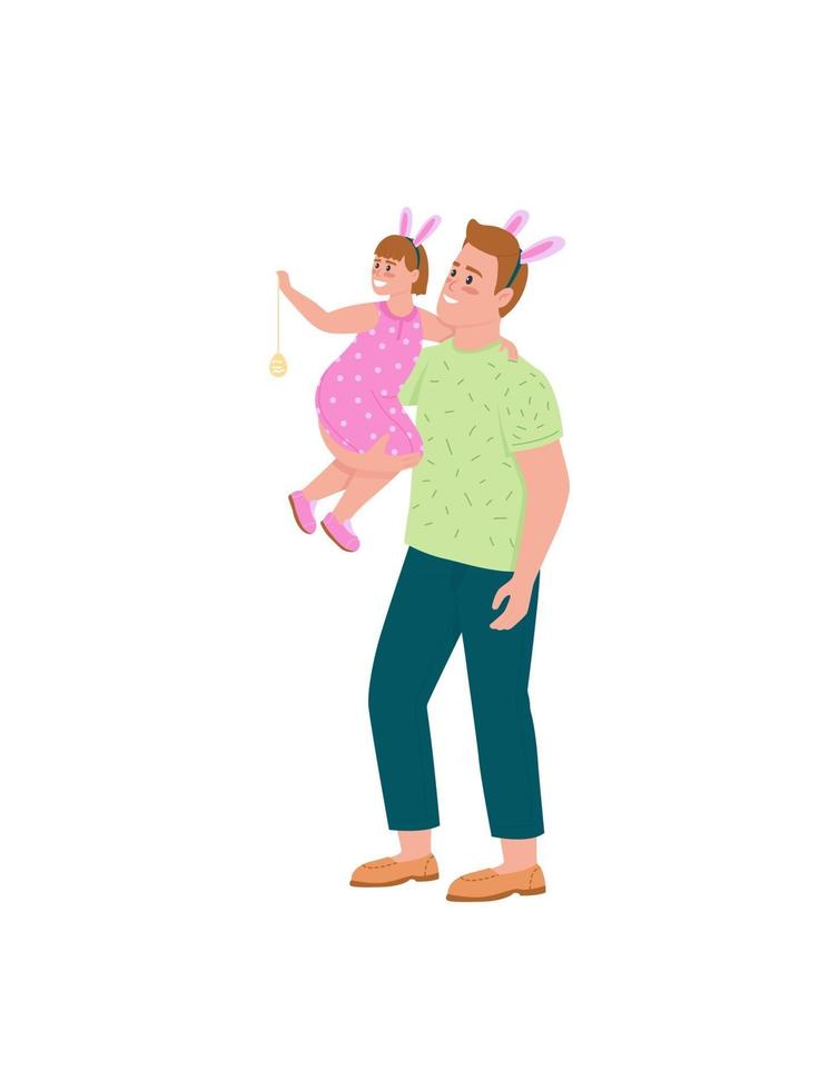 feliz padre e hija celebrando la pascua color plano vector detallado personajes