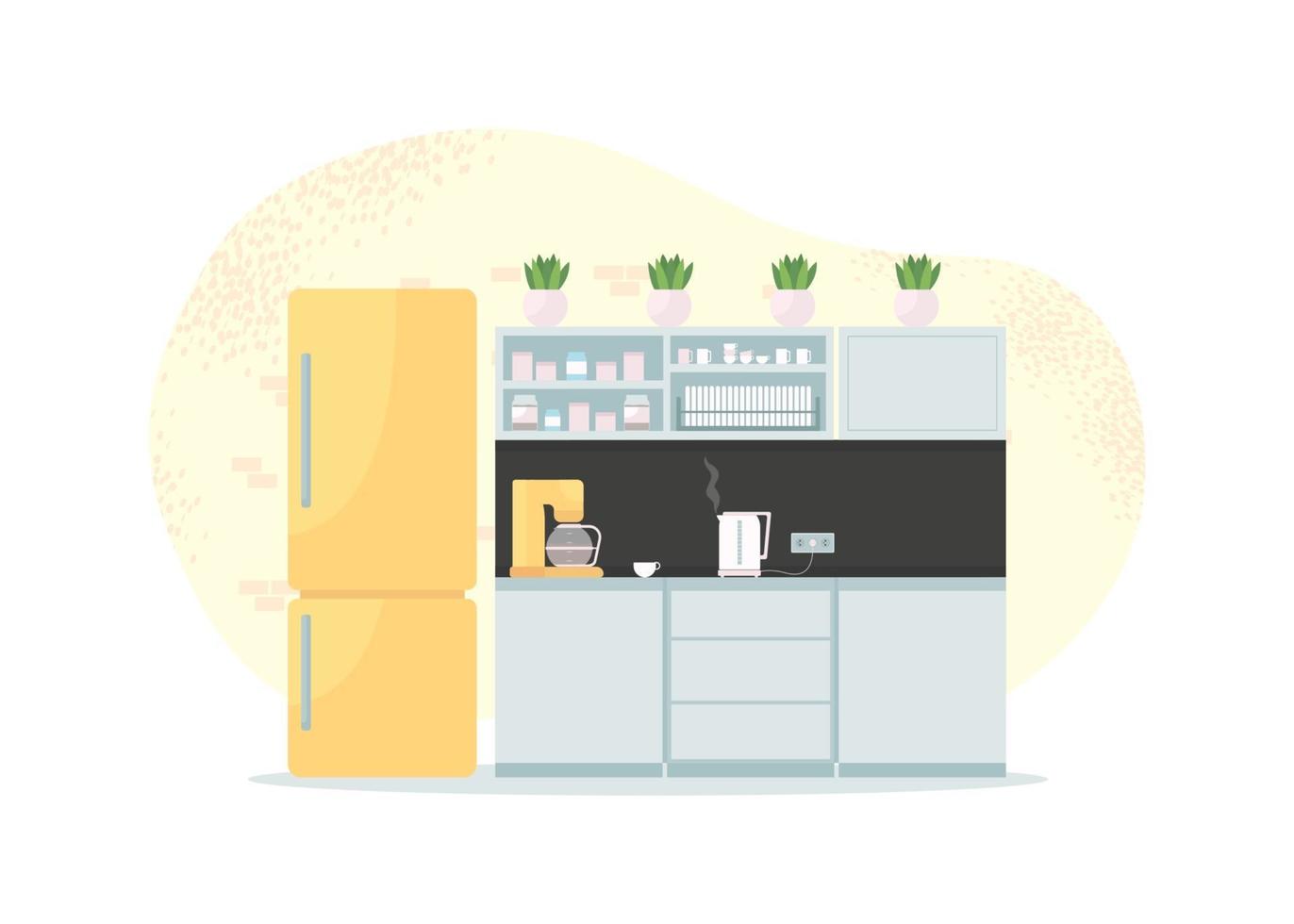 Office kitchen 2D vector web banner