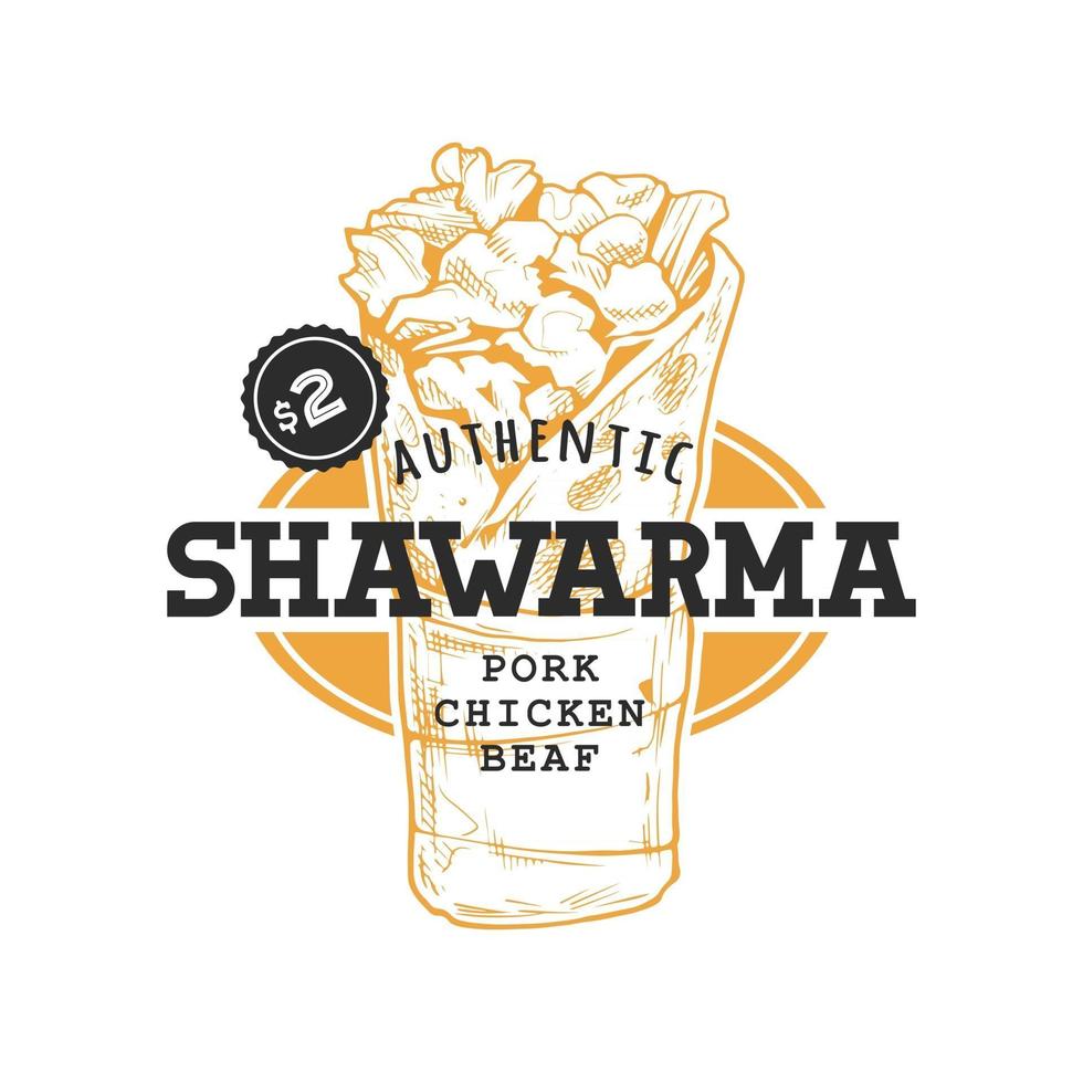 Shawarma Retro Emblem vector