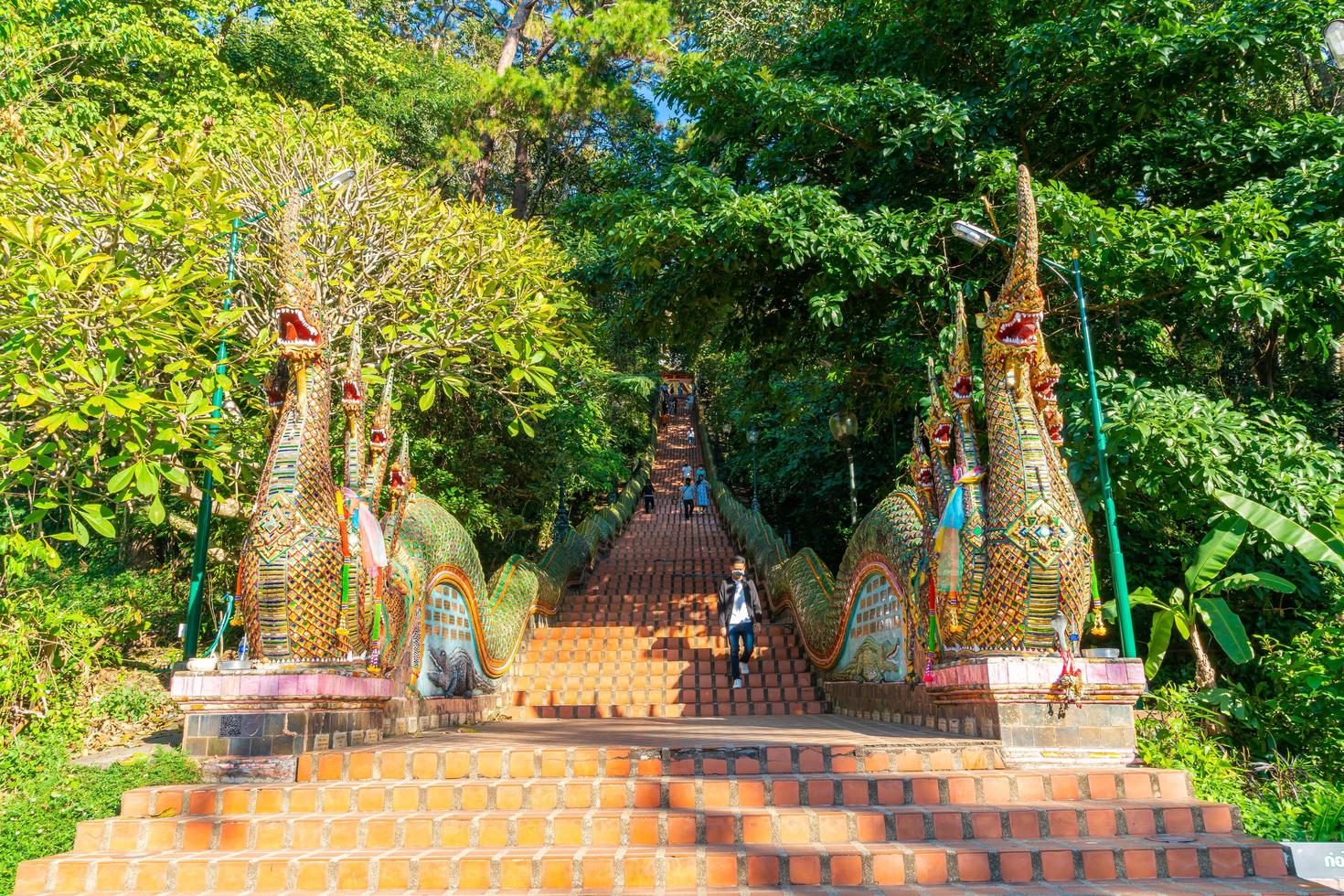 Chiang Mai, THAILAND - DEC 8, 2020 - Golden mount at the temple at Wat Phra That Doi Suthep. photo