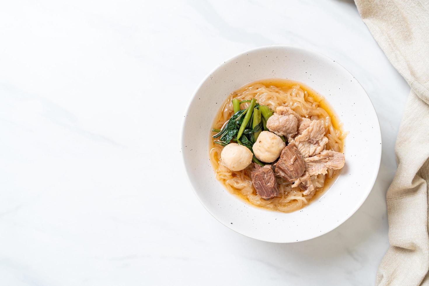 Braised pork noodles bowl photo