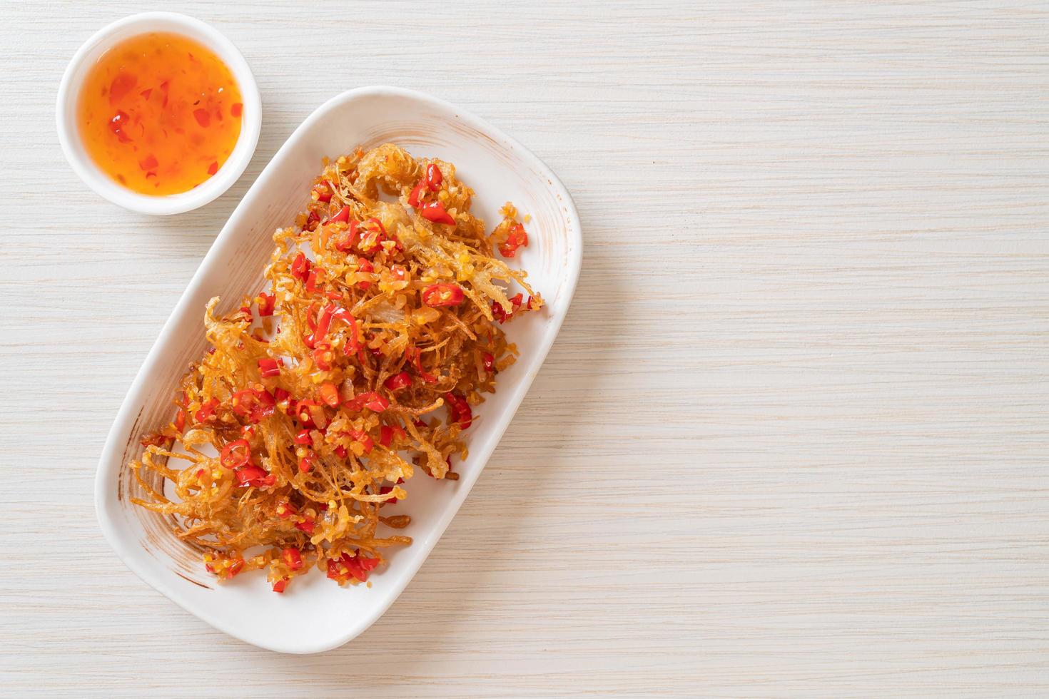 Fried Enoki Mushroom or Golden Needle Mushroom with Salt and Chilli photo