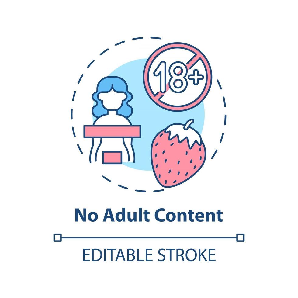 No adult content concept icon. Social media safety idea thin line illustration. Blocking potentially inappropriate materials on Internet. Vector isolated outline RGB color drawing. Editable stroke