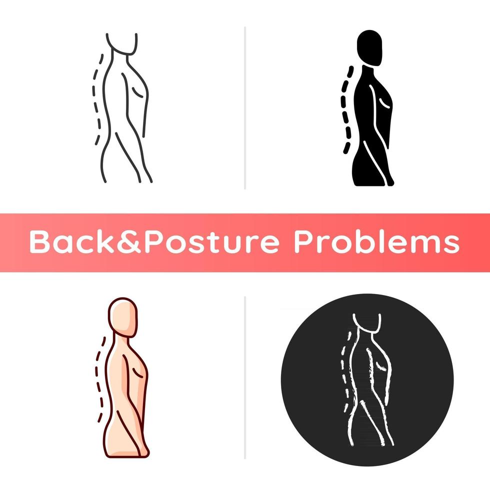 Standing posture correction icon. Improving upright position. Natural  curvature. Shoulders parallel with hips. Strengthening core. Linear black  and RGB color styles. Isolated vector illustrations 2693496 Vector Art at  Vecteezy