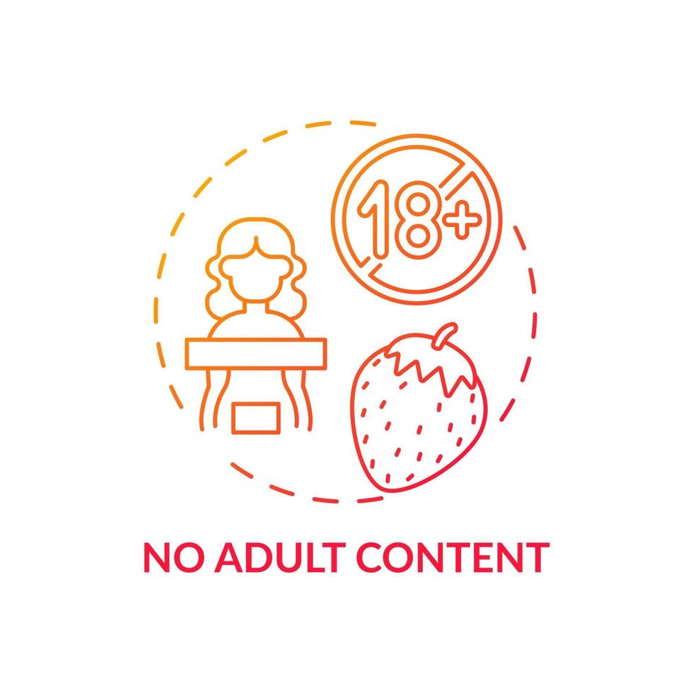 No adult content concept icon. Social media safety idea thin line illustration. Child protection from accessing adult websites. Surfing Internet without fear. Vector isolated outline RGB color drawing