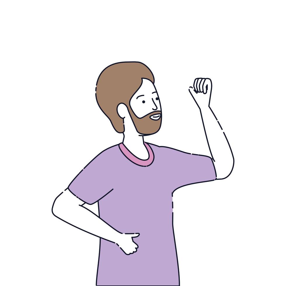 young and casual man with beard character vector