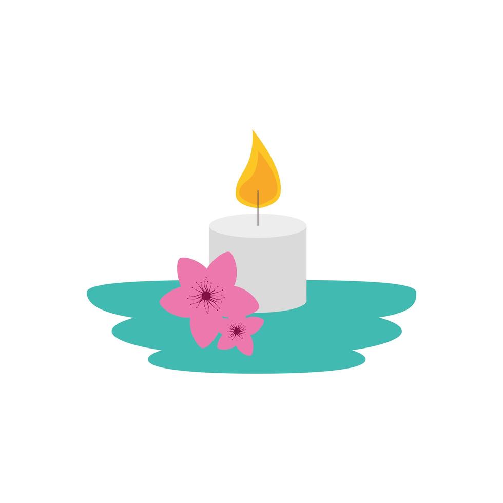 paraffin candle with flowers garden vector