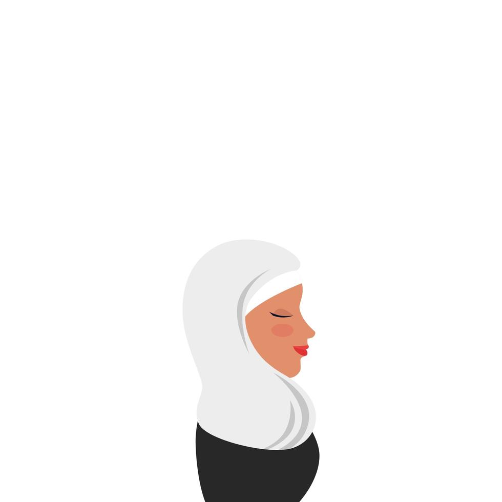 profile of islamic woman with traditional burka vector