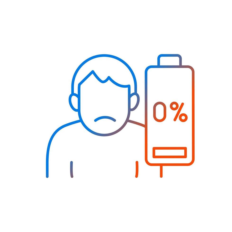Vaccination effect gradient linear vector icon. Drowsiness and fatigue. Mental burnout. Physical weakness. Thin line color symbols. Modern style pictogram. Vector isolated outline drawing