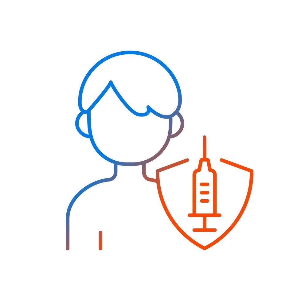 Vaccination of teens gradient linear vector icon. Teenage child immunization. Treatment for virus immunity. Thin line color symbols. Modern style pictogram. Vector isolated outline drawing