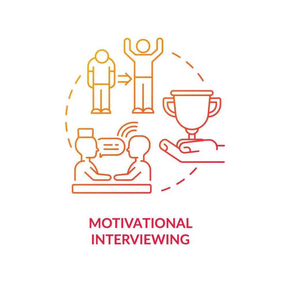 Motivational interviewing concept icon. Addiction treatment methods. Behavior change. Body health improve abstract idea thin line illustration. Vector isolated outline color drawing