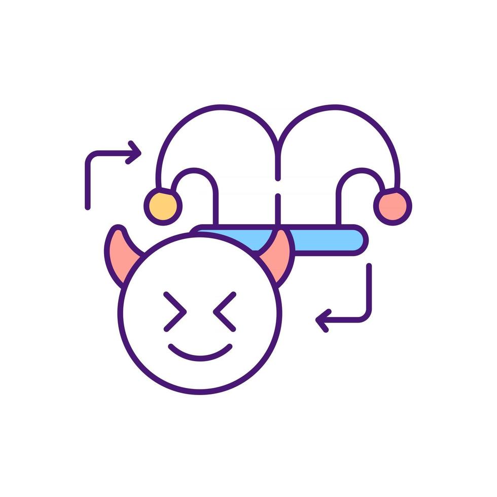 Internet troll RGB color icon. Posting inflammatory, provoking messages. Flaming in social media. Aggressive online interaction. Insulting with upsetting, offensive posts. Isolated vector illustration