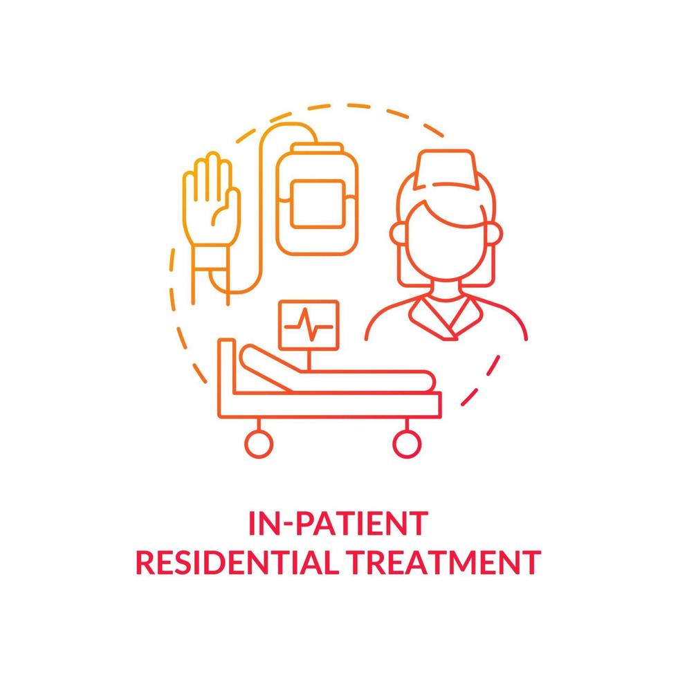 In patient residential treatment concept icon. Rehabilitation types. Medical help for ill patients. Illness abstract idea thin line illustration. Vector isolated outline color drawing