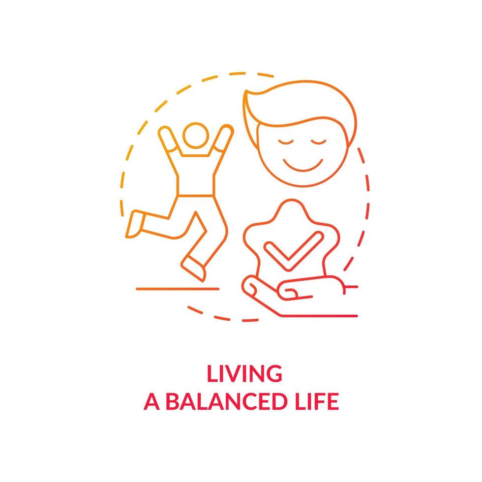 Living a balanced life concept icon. Addiction recovery steps. Creating healthy everyday habits. Body treatment abstract idea thin line illustration. Vector isolated outline color drawing