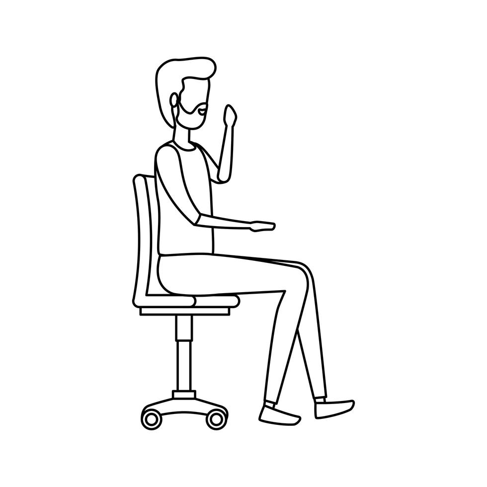 Trabajador empresario elegante sentado en una silla de oficina vector