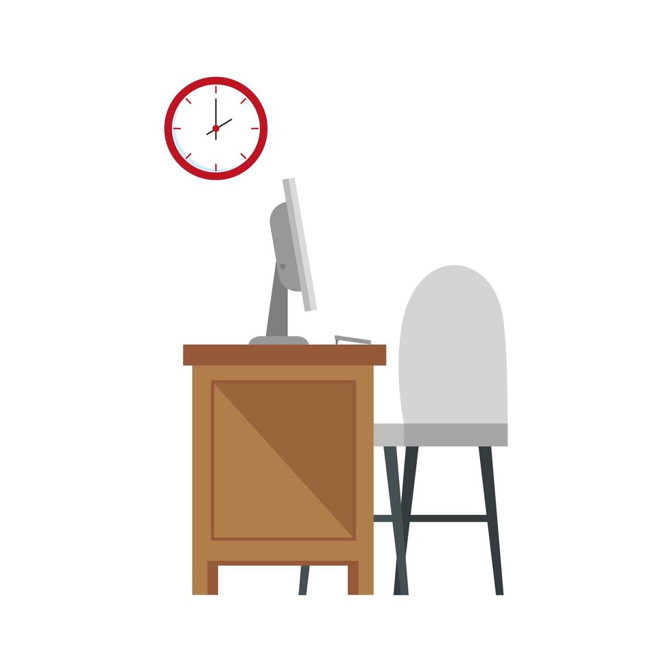 office work place scene with desktop vector