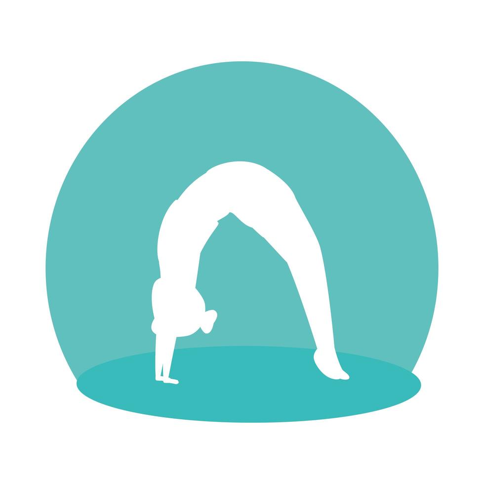 silhouette of woman practicing pilates position vector