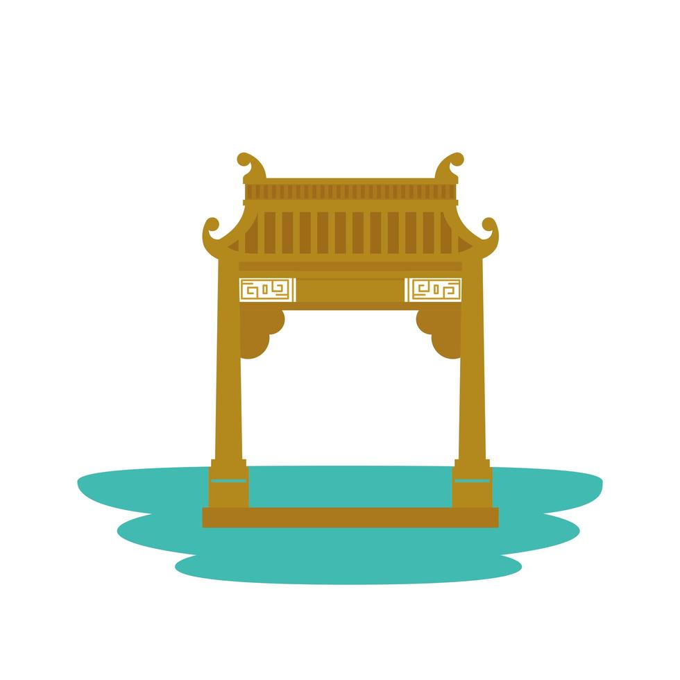 chinese arch building traditional icon vector