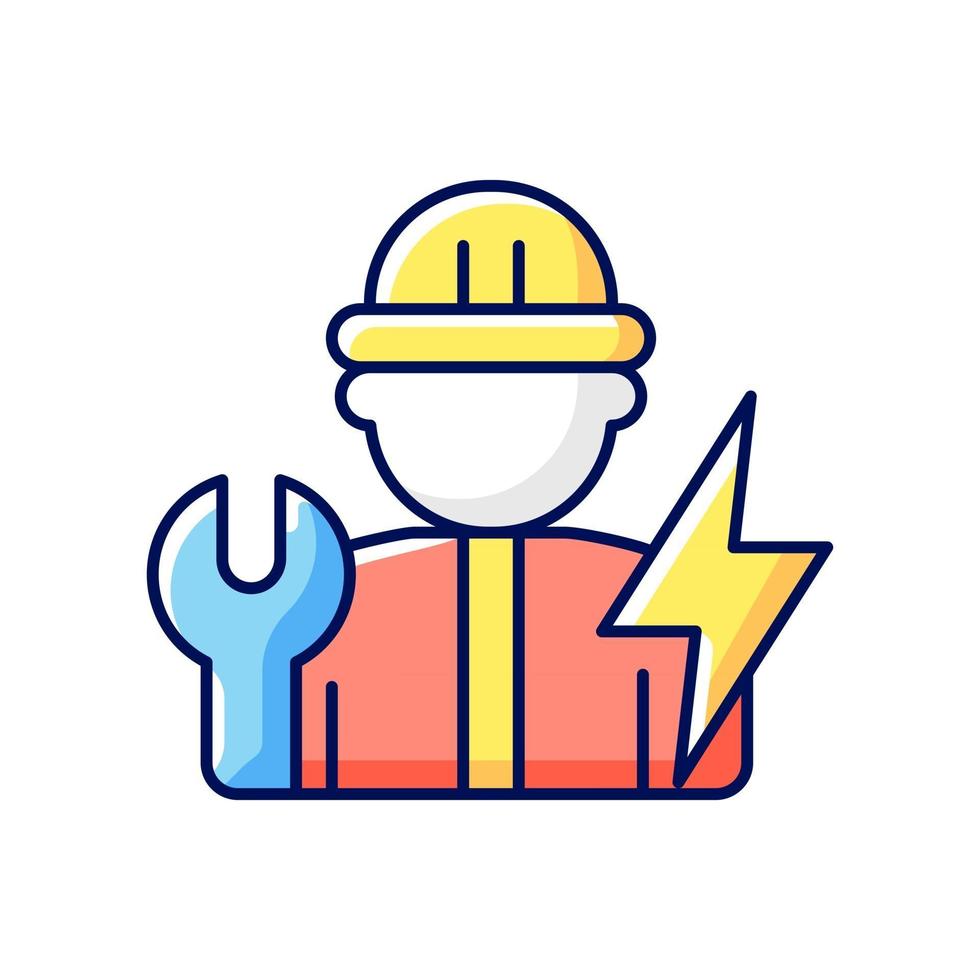 Electrician RGB color icon. Electrical wiring system installation and maintenance. Isolated