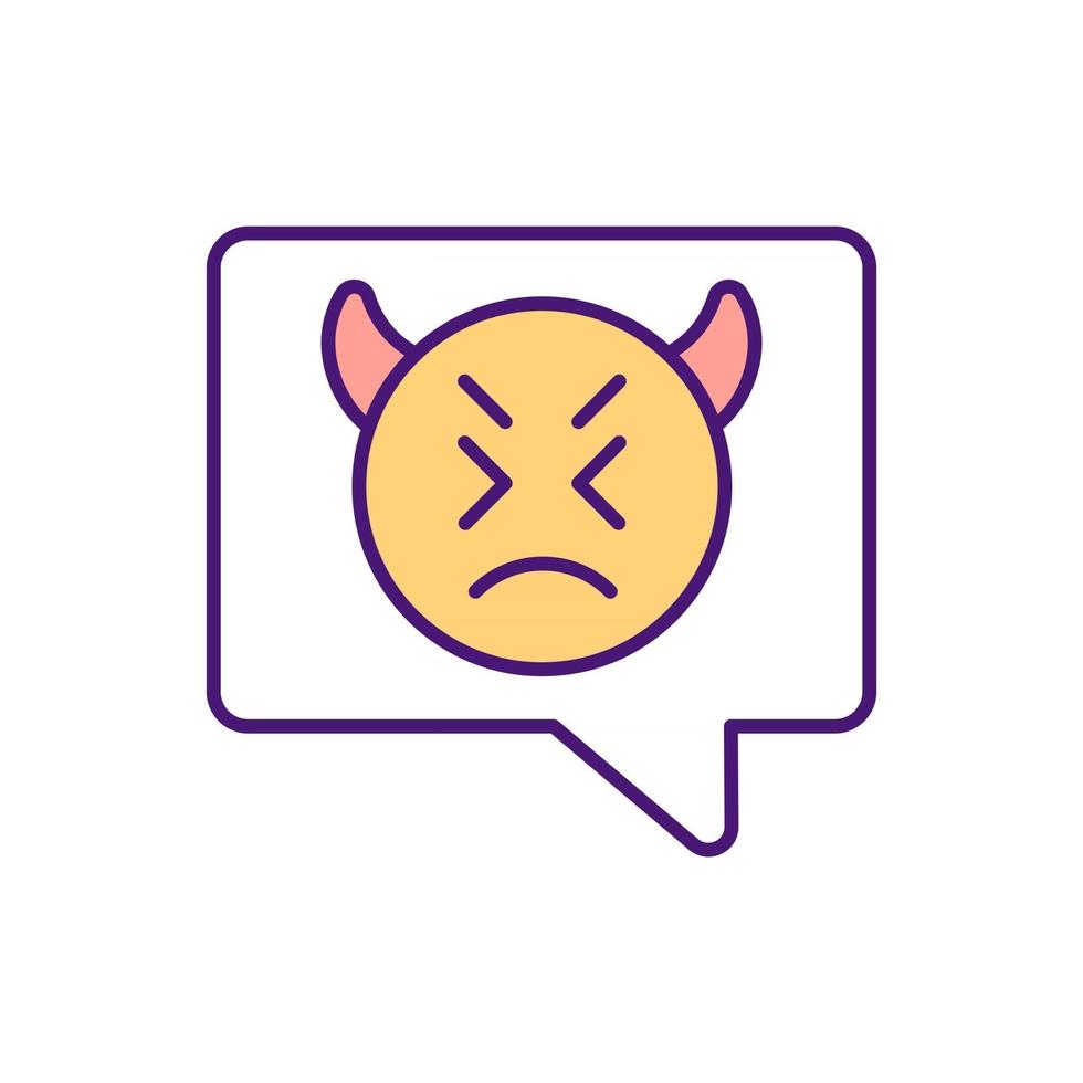 Embarrassing someone with hateful text messages RGB color icon. Using social media for threats. Spreading fake rumors. Sending offensive emails. Being rude online. Isolated vector illustration