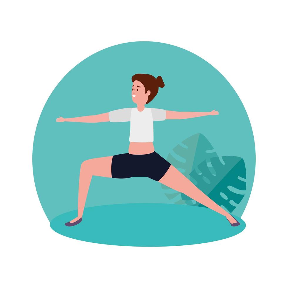 beauty woman practicing pilates in the camp vector