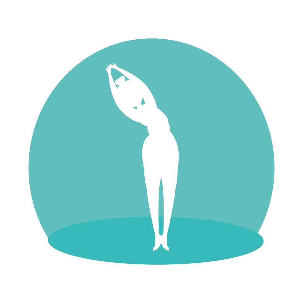 silhouette of woman practicing pilates position vector