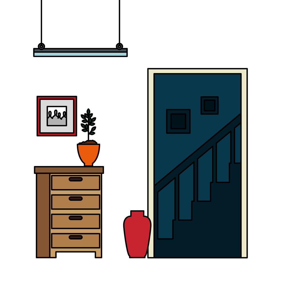 house place with drawer scene vector